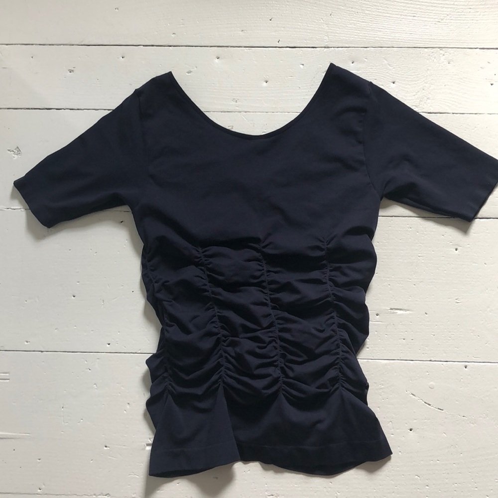 NWOT  nylon blue ruched short sleeved top